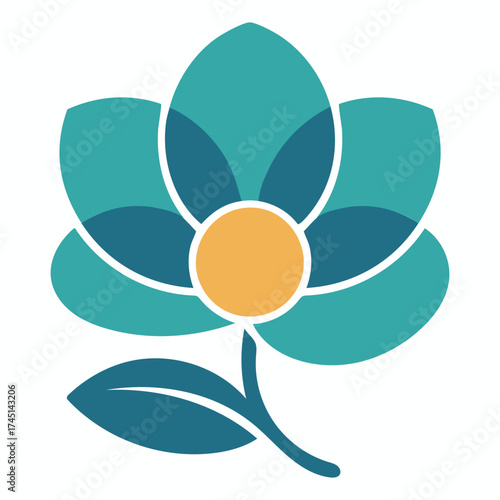 Minimalist Floral Vector Logo Design | Abstract Lotus Flower Icon