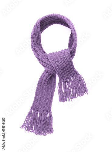 Pink warm scarf on a white background