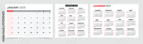 Photos 2026 monthly calendar and diary planner. Week Starts on Sunday
