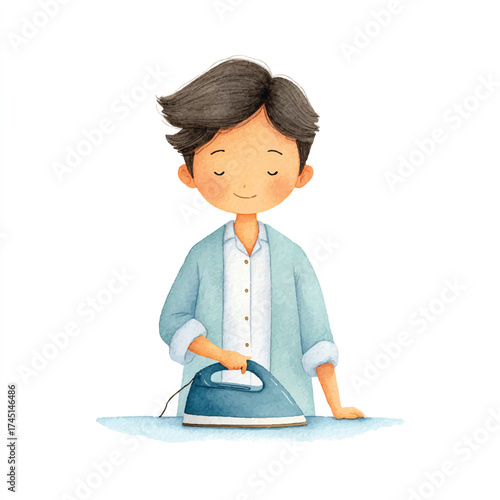 Person diligently ironing clothes with focused attention on the task at hand.