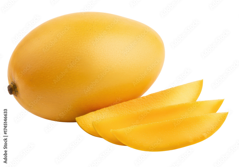 custom made wallpaper toronto digitalIsolated Yellow Mango with Slices on Transparent Background Fresh and Tropical Fruit