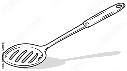 Illustration of slotted spoon kitchen utensil for cooking and food preparation equipment design