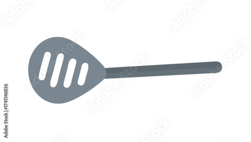 Gray slotted spatula kitchen utensil cooking tool for frying and serving food illustration vector