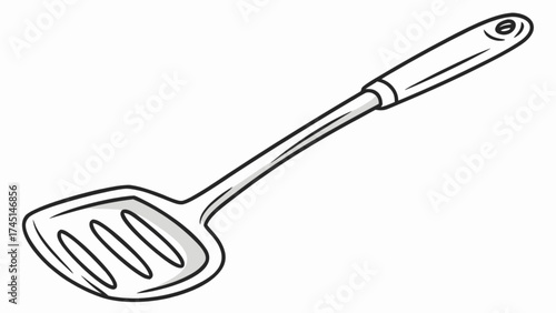 Illustration of slotted spoon cooking utensil kitchen tool for food preparation and serving needs
