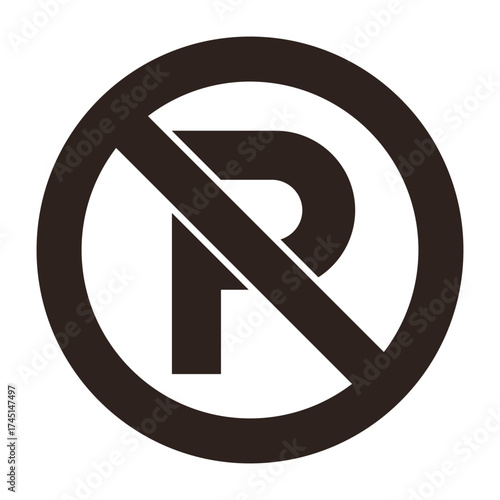 No parking sign. Traffic parking ban symbol. Prohibition sign