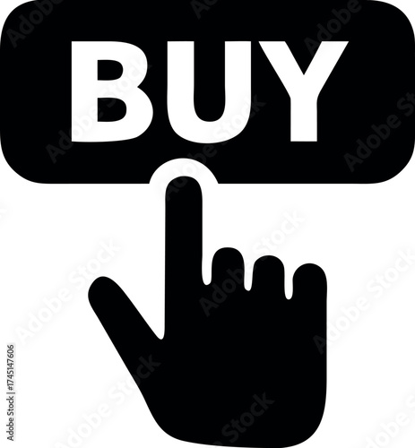 Eco buy button clicked by hand representing digital sustainable purchases Vector illustration