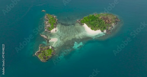 Bisaya-Bisaya Island with white sand beach, small lagoons, and unique rock formations. Zamboanga, Philippines. Mindanao.