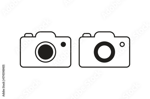 Simple Camera Outline Icons on White Background