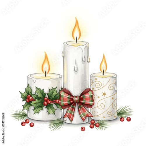 christmas candle and decorations