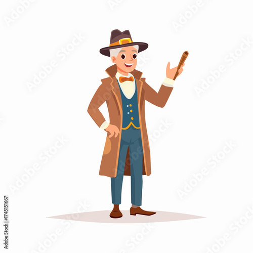 Man in trench coat holding cigar