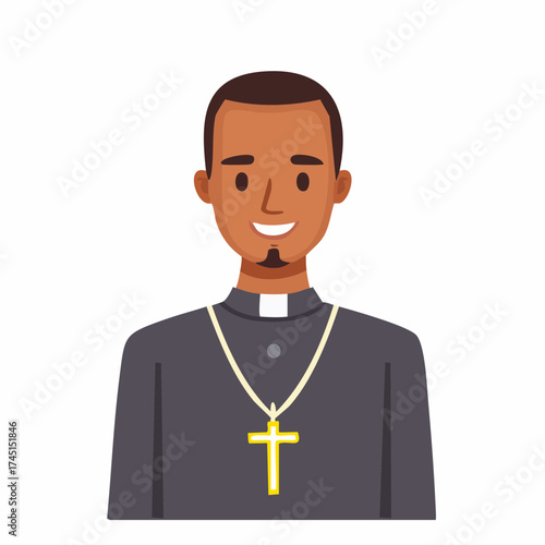 Man priest wearing clergy collar and cross