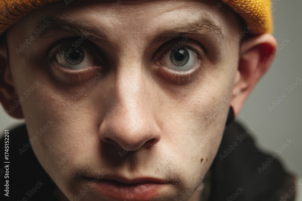 Obraz premium Portrait of Young Man with Tourette's Syndrome