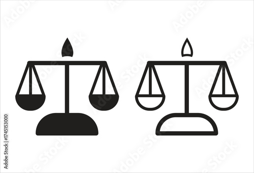 Scales icon set . Law scale icon. Justice sign