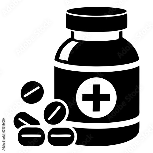 medicine bottle and pills