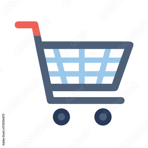 Shopping cart illustration with red handle