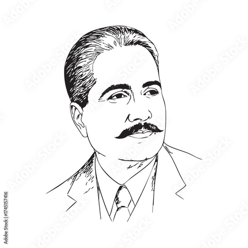 Sketch of Allama Iqbal the great Urdu poet