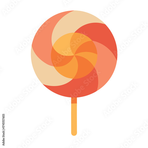 Colorful Lollipop Vector Illustration, Sweet Candy Icon in Flat Minimal Style on White Background