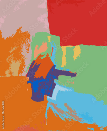Illustration Vecteur Art Abstrait Contemporain Moderne Peinture Tableau Géométrique Multicolore Plan Architecture Carte Expression