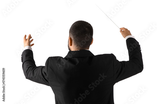 Male conductor with baton o...