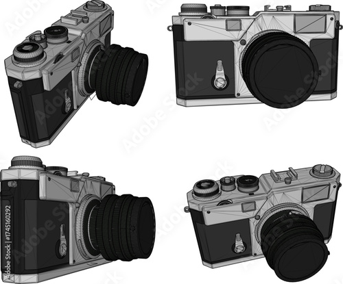 vintage retro classic manual camera design vector illustration sketch
