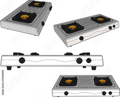 Vector sketch illustration of gas stove design using government subsidized LPG for poor people