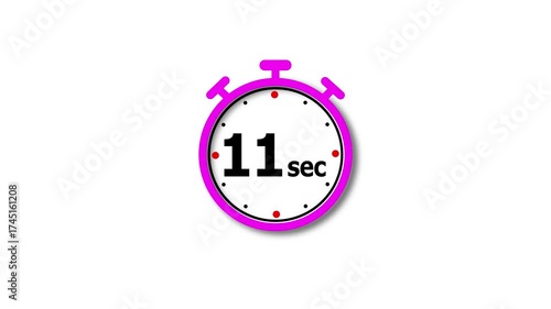 11 Sec clock icon animation. Clock 11-second icon Digital and analog clock 11 sec isolated on white background. and creating a stunning video.4k video.