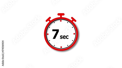 7 Sec clock icon animation. Clock 7-second icon Digital and analog clock 7 sec isolated on white background. and creating a stunning video.4k video.
