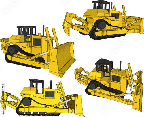 Vector sketch illustration of heavy equipment excavator vehicle design for road and building repair construction work