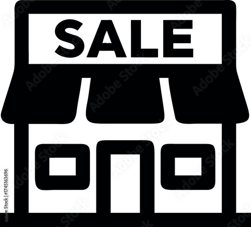 Shopfront decorated with sale banner celebrating boxing day offers Vector illustration