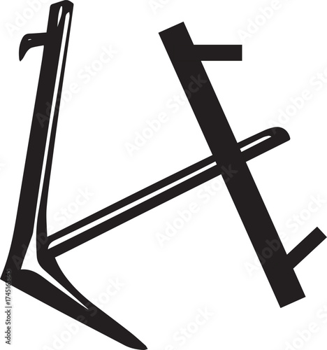 Vector line art of traditional farming with bull and plow in rural Bangladesh. EPS-ready for agriculture, heritage, and village life themes. Clean, editable design.