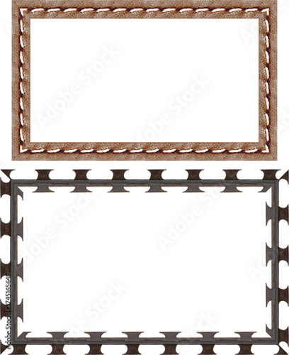 Two rectangular frames one solid with a thin red border and a white interior the other a dashed outline with small black notches representing a concept of selection or framing in design and technology