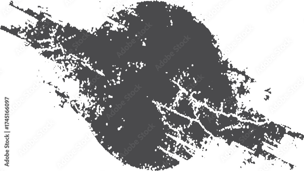 Obraz premium Monochrome illustration of a planet with volcanoes. black brush painting banner grunge graphic element. 