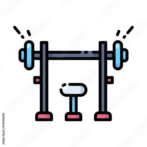 Bench Press Gym Filled Icon Vector Illustration