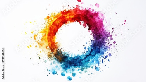 Wallpaper Mural Colorful watercolor painting of circular shapes with splatters Torontodigital.ca