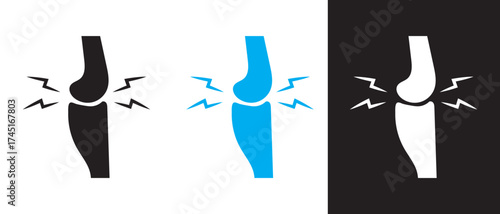 Arthritis Knee bones with Joint Pain Icon, knee pain icon, vector illustration.