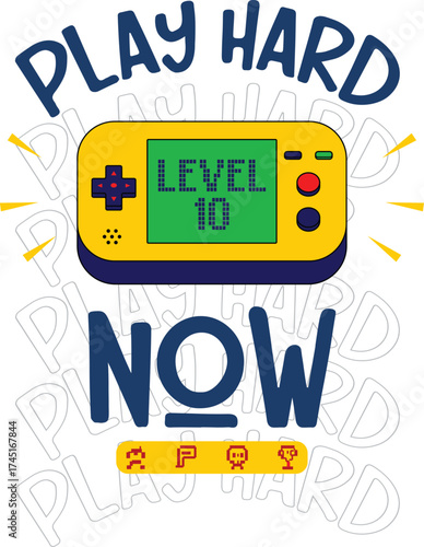 play hard game t shirt print illustrations vector art