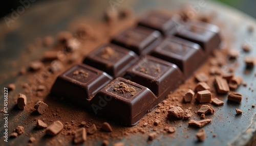 Wallpaper Mural Decadent chocolate bar with cocoa powder and shavings Torontodigital.ca