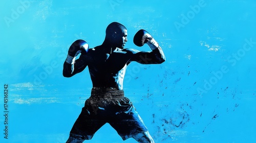 Wallpaper Mural Intense African American man boxing in studio with gloves Torontodigital.ca