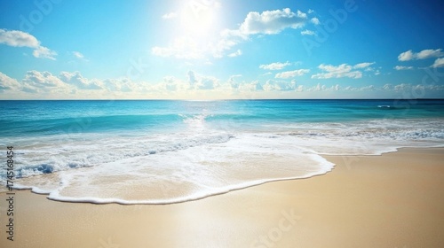 Wallpaper Mural Serene ocean waves crashing on a sunny beach Torontodigital.ca