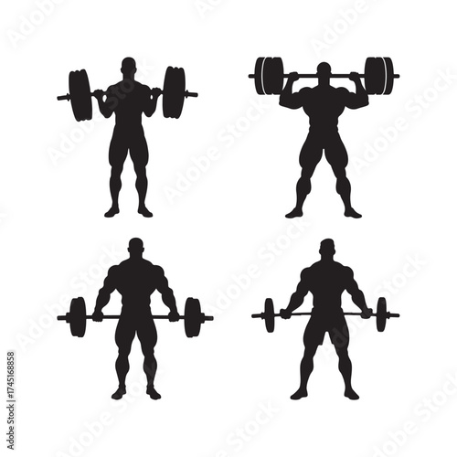 Black and white silhouette muscular man standing 