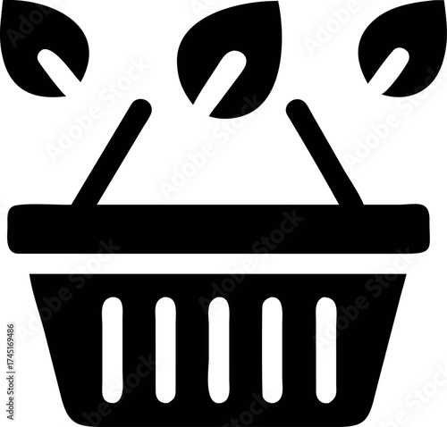 Shopping basket filled with eco friendly icons representing sustainability Vector illustration