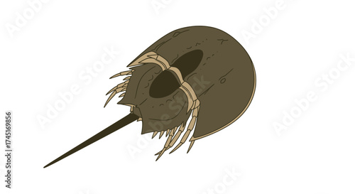 Stylized vector illustration depicting a horseshoe crab isolated on white background