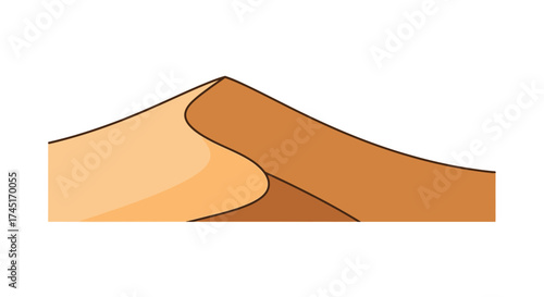 Stylized rendition of a desert dune with earthy gradient colors and dark contour line