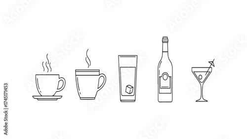Vector art of collection of drinks