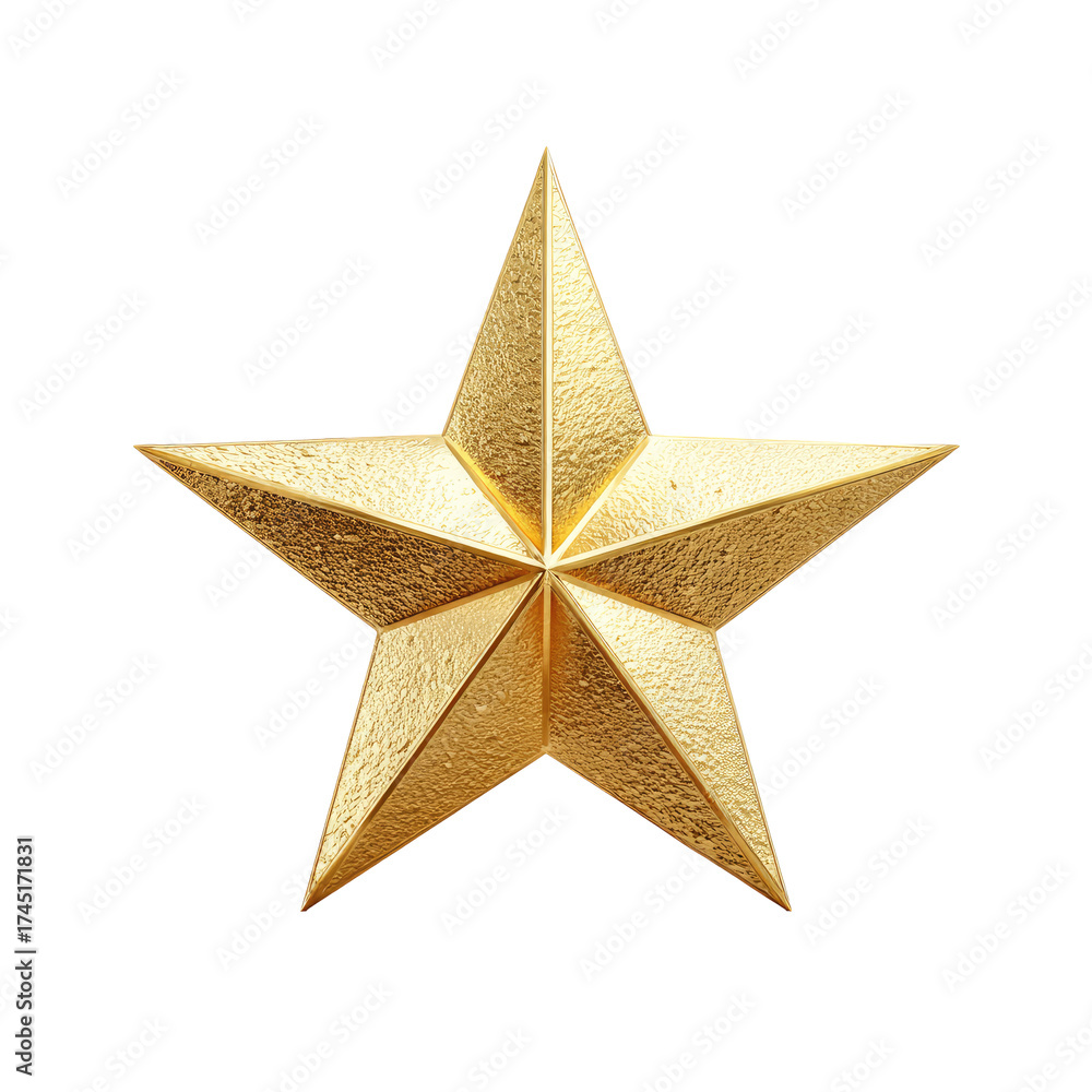 Fototapeta premium Shiny gold-colored, five-pointed star graphic with sharp angles and a polished appearance