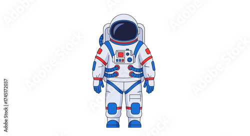 Cartoon Spaceman Isolated on White Background Ready for Interstellar Exploration