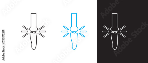 Arthritis Knee bones with Joint Pain Icon, knee pain icon, vector illustration.