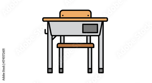Stylized School Desk and Chair Illustration Representing Education and Learning Environment