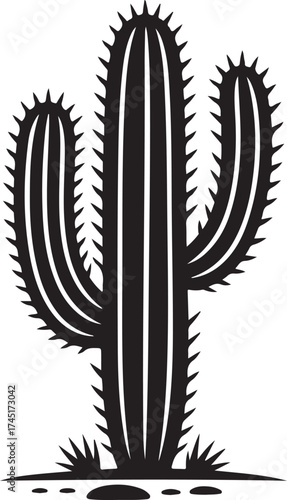 Bold cactus silhouette for desert themes and western designs
