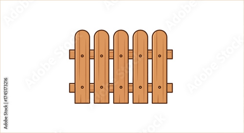 Delightful wooden fence illustration evoking rustic charm and simplicity with outlined design